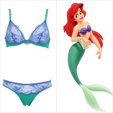 The Little Mermaid has the best lingerie under the sea. Disney Lingerie, Princess Lingerie, Favorite Disney Princess, Princess Drawings, Princess Cartoon, Princess Inspired, Disney Fashion, Mode Boho, Best Lingerie