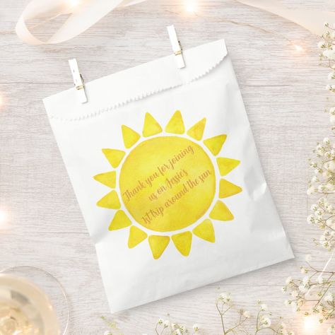 Around The Sun First Birthday, Sunshine Birthday Theme, Sun First Birthday, Summer Favors, First Birthday Favors, Sun Birthday, First Trip Around The Sun