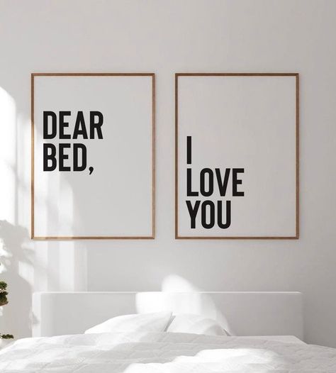 Excited to share this item from my #etsy shop: Dear bed I love you, Funny bedroom wall art, bedroom wall decor over the bed, Bedroom print set of 2, Sleep printable, dorm room wall art Funny Bedroom, I Love You Funny, Love You Funny, Anniversary Diy, Dorm Room Wall Art, Dorm Room Walls, Art Bedroom Wall, Over The Bed, Wall Art Bedroom