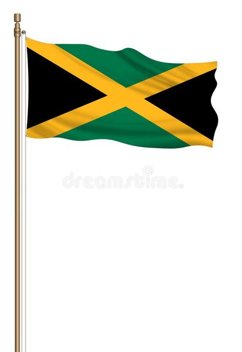 Flag Of Jamaica, Education Posters, Flag Drawing, Jamaica Flag, Education Poster, Background Illustration, Jamaica, Stock Illustration, White Background