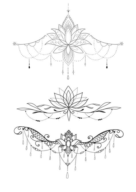 Front Torso Tattoos For Women, Under Breast Tattoo Ideas, Mandala Tattoo Design Women, Underbreast Tattoo, Mandala Sternum Tattoo, Mandala Thigh Tattoo, Sternum Tattoo Design, Underboob Tattoo Designs, Mandala Tattoo Sleeve