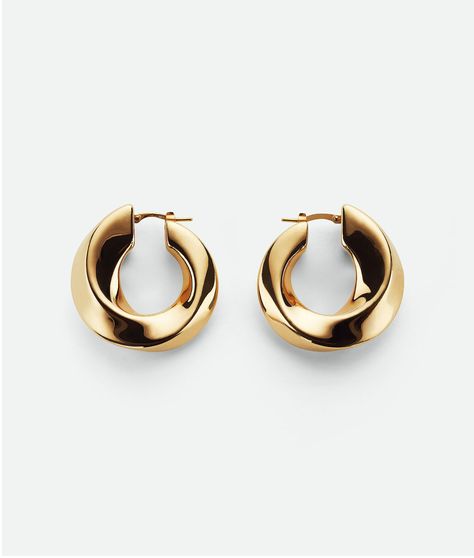 Twist Hoop Earrings, Gold Shop, Hoop Earrings Gold, Silhouette Crafts, Exclusive Gift, Eyewear Womens, Earrings Gold, Bottega Veneta, Sterling Silver Earrings