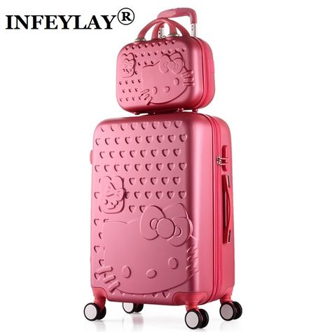 2PCS/SET Lovely 14inch Cosmetic bag hello Kitty 20 24 inches girl students trolley case Travel luggage woman rolling suitcase-in Carry-Ons from Luggage & Bags on Aliexpress.com | Alibaba Group | @giftryapp Hello Kitty Luggage, Hello Kitty Suitcase, Travel Luggage Set, Cute Suitcases, Travel Luggage Suitcases, Luggage Suitcase, Suitcase Set, Trolley Bags, Women Travel