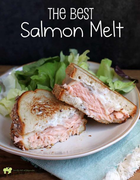 Gorgeous fresh salmon, melty cheese, a little schmere of flavorful yogurt dip, and toasty bread. These are the required elements to give you the Best Salmon Melt sandwich. Ever. Salmon Melt Sandwich, Salmon Melt Recipe, Salmon Melts, Salmon Melt, Fresh Salmon Recipes, Salmon Sandwich Recipes, Salmon Casserole, Salmon Food, Oven Roasted Salmon