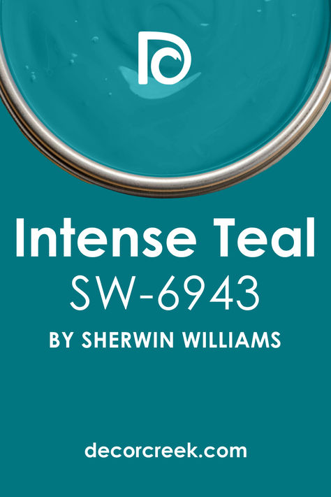 Intense Teal SW 6943 Paint Color by Sherwin-Williams Dark Teal Front Door Sherwin Williams, Intense Teal Sherwin Williams, Sherwin Williams Teal, Teal Walls Living Room, Naval Sherwin Williams, Turquoise Paint Colors, Teal Cabinets, Teal Front Doors, Teal Paint Colors