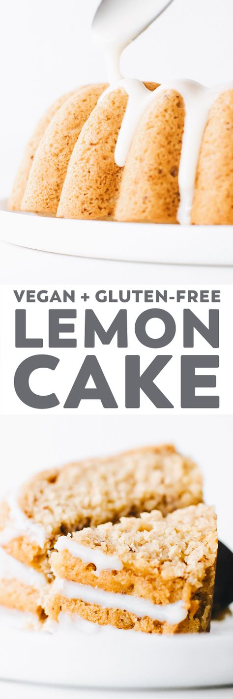 Lemon Yogurt Bundt Cake (Vegan   Gluten-Free) Desserts 3 Ingredients, Yogurt Bundt Cake, Lemon Vegan, Gluten Free Lemon Cake, Baking Recipes Desserts, Baking Vegan, Vegan Lemon Cake, Citrus Desserts, Dairy Desserts