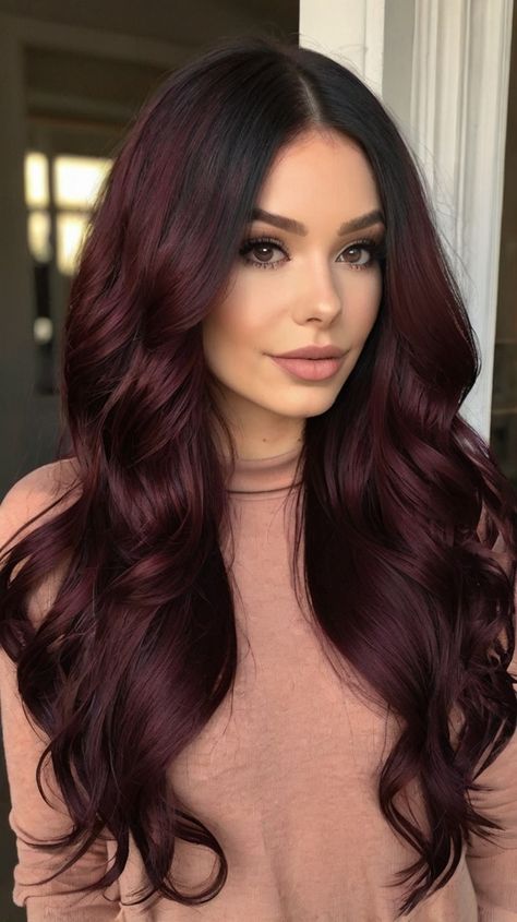 💇 Beautiful Mahogany Brown Hair fall hair color dark copper | Customized Tutorial Chocolate Cherry Brown Hair, Brown Hair Fall, Plum Brown Hair, Mahogany Hair Color, Dark Copper Hair, Merlot Hair Color, Cherry Brown Hair, Cherry Cola Hair Color, Cola Hair