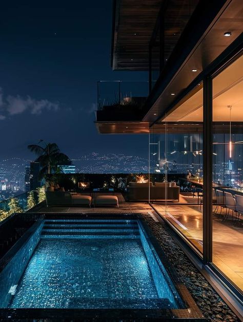 Luxury Pool Aesthetic, Indoor Swimming Pool Aesthetic, Japan Luxury Aesthetic, Luxury Penthouse Aesthetic, Nyc Penthouse Luxury, Manifestation House, Penthouse Pool, Penthouse With Pool, Penthouse Luxury