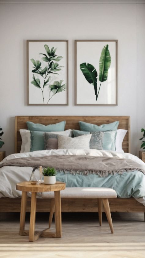 Transform your bedroom into a nature-inspired haven with these aesthetic decor ideas Explore earth tones cozy decorations bohemian vibes gray accents and luxury inspiration Discover paint colors decor inspirations and color schemes that will elevate your space into a sanctuary of style and comfort Perfect for creating a cozy yet luxurious atmosphere in your bedroom Minimalist Bedroom Green And White, Pnw Aesthetic Home Decor, Peaceful Bedroom Aesthetic, Cosy Bedroom Aesthetic, Nature Bedroom Ideas, Nature Themed Bedroom, Earth Tone Bedroom, Nature Bedroom, Bedroom Plants Decor