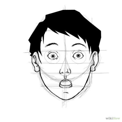 How to Draw a Surprised Face: 11 Steps (with Pictures) Scared Face Expression Drawing, Baby Face Drawing, Surprised Face, Scared Face, Surprise Face, Face Drawing Reference, Human Drawing, Face Sketch, Drawing Expressions