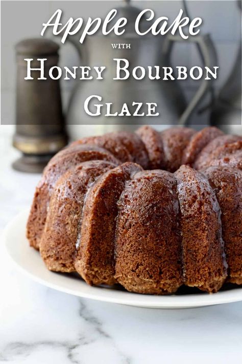 Honey Bourbon Cake, Apple Whiskey Desserts, Apple Bourbon Bundt Cake, Bourbon Glaze For Cake, Apple Bourbon Cake, Bourbon Caramel Sauce, Bourbon Cake, Bourbon Caramel, Orange Bundt Cake