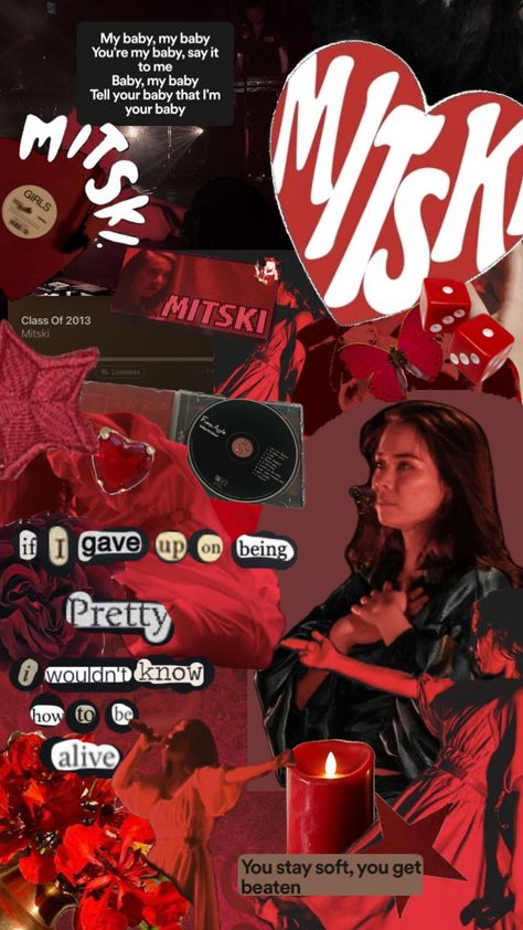 #mitski #red #mitskiaesthetic Mitski Wallpapers, Reference Photos For Artists, Sparkling Lights, Iphone Wallpaper Themes, Christmas Tree Farm, Red Wallpaper, Create Collage, Aesthetic Pictures, Cool Pictures