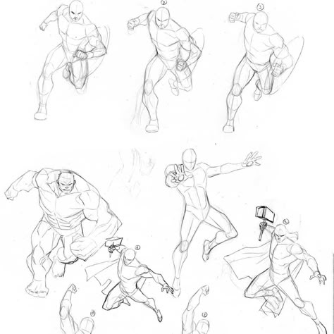 Steve Rogers Winter Soldier, Marvel Poses, Marvel Drawing Ideas, Marvel Art Ideas, Drawing Motion, Dynamic Figure Drawing, Comic Book Poses, Retro Cartoon Characters, Human Sketches