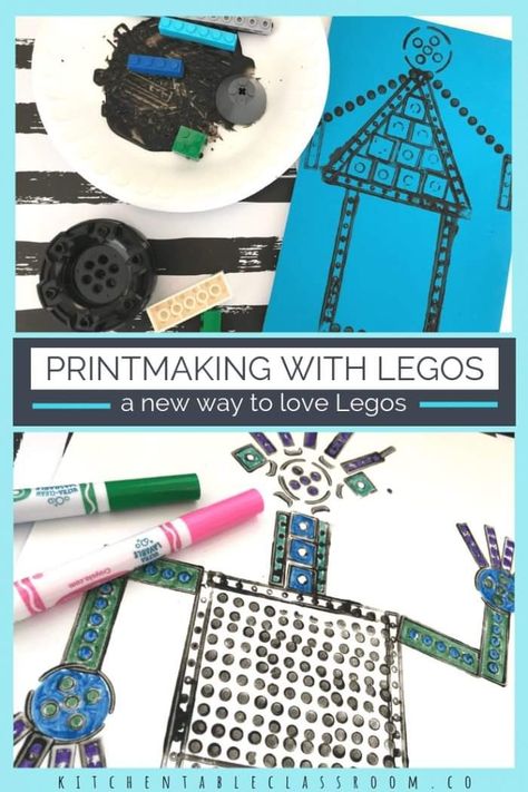 Lego Printing, Printmaking Lessons, Lego Print, Printmaking Projects, Kindergarten Art Projects, 2nd Grade Art, Lego Activities, Lego Craft, Printmaking Art