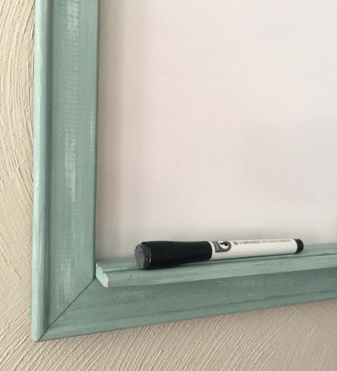 Home office Framed Whiteboard with shelf Shabby Chic Decor | Etsy Whiteboard Set Up Home, Home Office Whiteboard, Mint Office, Teal Office, Command Center Organization, Framed Whiteboard, Frame Projects, Board Organization, Family Command Center