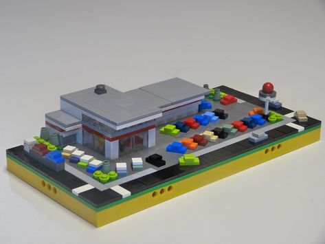 Minecraft Car Dealership, Lego Micro City, Minecraft Stores, Lego Mini Builds, Minecraft Shop, Lego Micropolis, Lego Micro Builds, Minecraft Car, Lego Moc Ideas