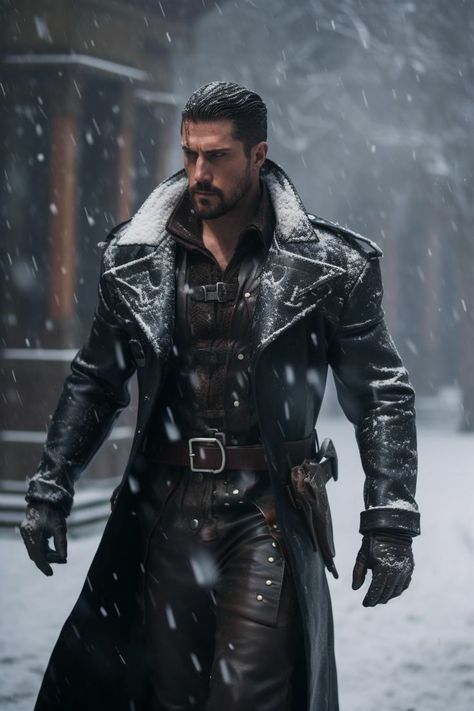 Fantasy Male Art, Rugged Man, Men Character, Character Inspiration Male, Falling Snow, Dark Men, Rugged Men, Male Character, Fantasy Male