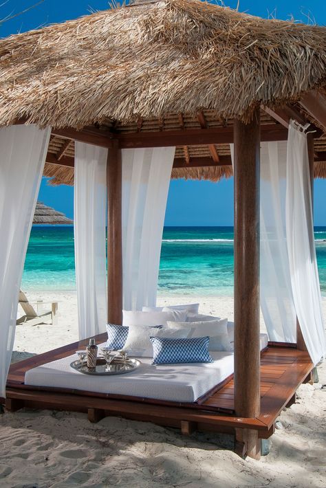 Our complimentary beach cabanas add that extra element of luxury to your beach days! So, relax in style at Sandals Royal Bahamian! | Luxury Travel | Couples Travel | Beach Cabanas | Romantic Vacation Beach Cabana, نباتات منزلية, Resort Design, Luxury Getaway, Thatched Roof, Romantic Vacations, Best Resorts, Beautiful Places To Travel, Beach Photos