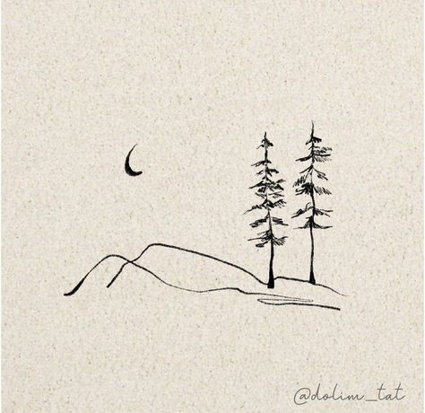 Small Mountain And Tree Tattoo, Simplistic Nature Tattoo, Fine Line Lake Tattoo, Mountains And Moon Tattoo, Crossroad Tattoo, Gregory Alan Isakov Tattoo, Mountain Valley Tattoo, Cohesive Tattoos, Lake Tattoo Simple