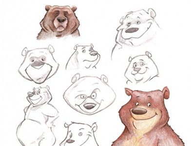 Character development & facial expressions- by Dave Mott Bear Character Design, Bear Sketch, Bear Drawing, Bear Character, Drawing Cartoon Characters, Bear Illustration, Arte Sketchbook, Bear Art, Animal Sketches