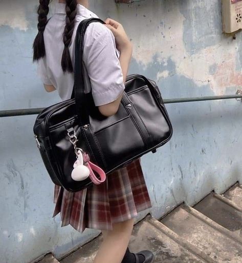 Korean School Bag Aesthetic, Side Bags For School, Bag School Aesthetic, Japan School Bag, Japanese Vibe, Bag Tour, Japanese School Bag, Japan Bag, Jimin Black Hair