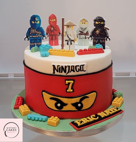 Lego Ninjago Cake Ideas, Ninja Lego Cake, Ninjago Birthday Cake, Ninja Birthday Cake, Ninjago Cake, Lego Ninjago Birthday, Ninjago Cakes, Ninjago Birthday Party, Lego Birthday Cake