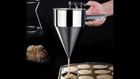 Kitchen Tool Stainless Steel Durable Practical Home Heat Resistant Batter Dispenser Pastry Funnel Waffle Cupcakes, Pancake Dispenser, Batter Dispenser, Octopus Balls, Pancake Batter Dispenser, Cupcake Cream, How To Make Crepe, Pancake Maker, Perfect Pancakes