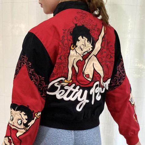 Betty Boop Halloween Costume, Betty Boop Jacket, Nana Clothes, Betty Boop Halloween, Design Racing, Statement Outfit, Aesthetic Shirts, Streetwear Outfits, Cropped Jacket