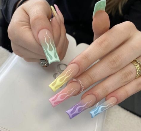 Fire Nails Acrylic, Plastic Nails, Nice Hands, Neon Acrylic Nails, Spring Acrylic Nails, French Tip Acrylic Nails, Dope Nail Designs, Long Acrylic Nails Coffin, Acrylic Nails Coffin Pink