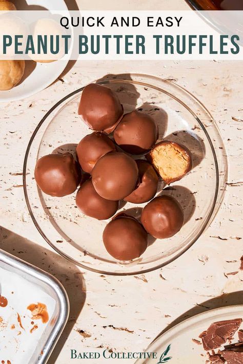 Peanut Butter Truffles Smooth, creamy, and sweet, these easy no-cook peanut butter truffles are made with natural peanut butter, icing sugar, and butter, then chilled.