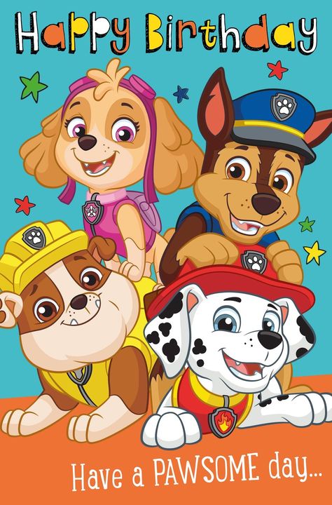 Paw Patrol Birthday Card, Imprimibles Paw Patrol, Paw Patrol Christmas, Everest Paw Patrol, Rubble Paw Patrol, Birthday Painting, Happy New Year Message, Watercolor Birthday Cards, Paw Patrol Pups