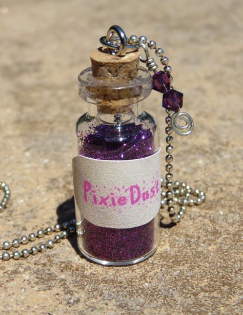 Pixie Dust Necklace Swarovski Crystal Mini Bottle by HermanHouse Glass Bottle Necklace, Girl Gift Baskets, Mini Bottle, Glitter Dust, Necklace Swarovski, Tiny Bow, Bottle Necklace, Handcrafted Artisan Jewelry