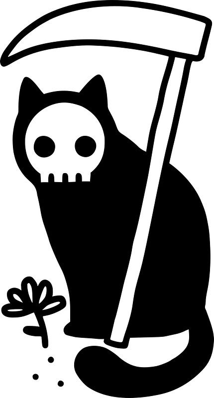 Grim Kitty Spooky Illustration, Nerdy Tattoos, Tshirt Sticker, Art Tshirt, Watch Your Back, Cat Skull, Black Phone Wallpaper, Shirt Illustration, Badass Tattoos