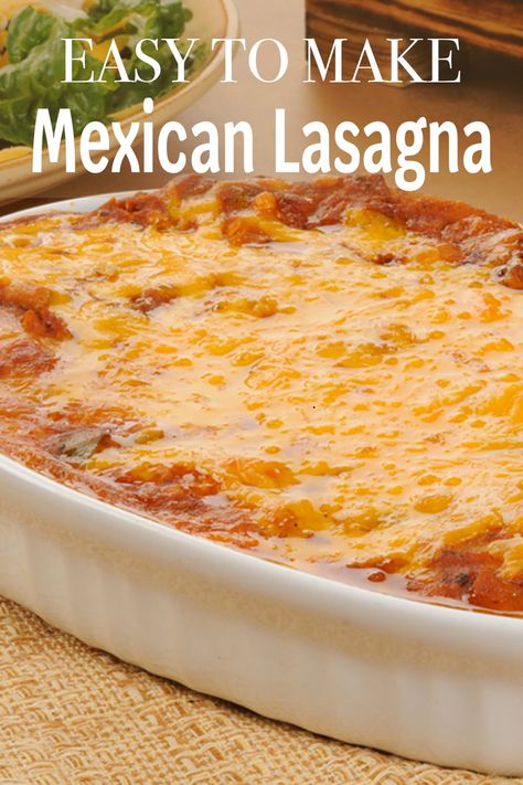 This Easy Mexican Lasagna with ground beef, refried beans, cheese, and tortillas is the perfect weeknight dinner filled with flavor your family will love.  When I get the "Mom, what's for dinner?" question, there are Refried Beans Casserole Recipe, Lasagna With Ground Beef, Mexican Lasagna With Tortillas, Easy Mexican Lasagna, Mexican Lasagna Recipe, Mexican Lasagna Recipes, Mexican Casserole Recipe, Quick Family Meals, Mexican Lasagna