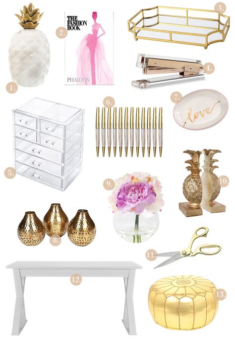 13 of the prettiest pieces for your chic office space - all on Amazon! Desk Redo, Chic Office Space, Amazon Accessories, Glam Office, Chic Office Decor, Cute Office Decor, Cool Office Space, Desk Inspiration, Office Cubicle