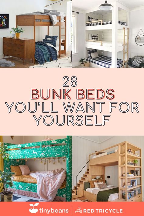 Bunk Beds Triple, Themed Bunk Beds, Shared Bedroom With Bunk Beds, 3 Bed In One Room Ideas, Ikea Bunk Beds, Storage Bunk Beds, Beds With Stairs, Kids Room Bunk Beds, Bunker Bed