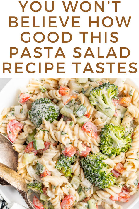 You Won’t Believe How Good This Pasta Salad Recipe Tastes! Side Salad With Pasta, Cold Salmon Pasta Salad Recipes, Baby Shower Pasta Salad, Kid Pasta Salad, Fall Pasta Salad Recipes Cold, Gourmet Pasta Salad, Dressing For Pasta Salad, Fall Pasta Salad Recipes, Pasta Salad For A Crowd