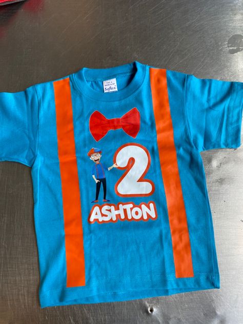 Blippi Birthday Shirt, Blippi Birthday Party, Blippi Party, 2nd Birthday Party For Boys, Christian Shirts Designs, Toddler Birthday Party, 2nd Birthday Party Themes, Birthday Activities, March Birthday