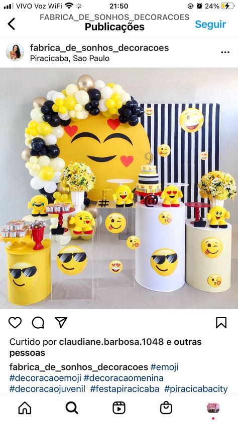 Candy Bar Decoracion, Smiley Birthday, Emoji Decorations, Happy 10th Birthday, Les Sentiments, 10th Birthday, Smiley, Party Themes, Activities For Kids