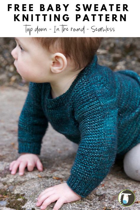 FREE Baby Knitting Pattern: This seamless knit is worked in-the-round from the top down. It's sized to fit newborns, babies, children, teens, and adults! Free Baby Sweater Knitting Patterns, Kids Sweater Pattern, Boys Knitting Patterns Free, Knitting Patterns Boys, Baby Boy Knitting Patterns, Baby Sweater Patterns, Jumper Knitting Pattern, Baby Sweater Knitting Pattern, Baby Boy Knitting