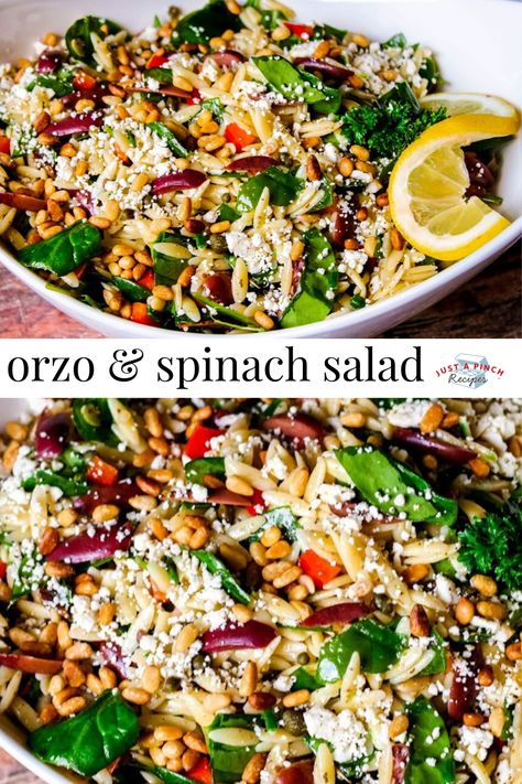 Orzo And Spinach, Orzo Salat, Orzo Spinach, Orzo Salad Recipes, Healty Dinner, Summer Cookout, Water Drain, Orzo Salad, Pasta Salad Italian