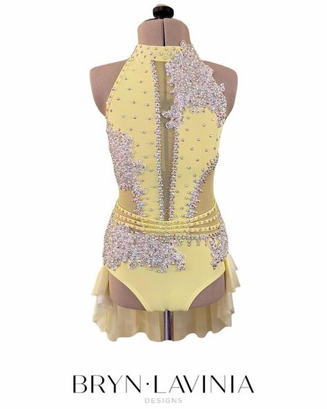 Lyrical Dance Costumes Solo, Lyrical Dance Costumes Dresses, Dance Costumes Tap, Pretty Dance Costumes, Dance Costumes Dresses, Custom Dance Costumes, Yellow Costume, Lyrical Costumes, Dance Costumes Lyrical