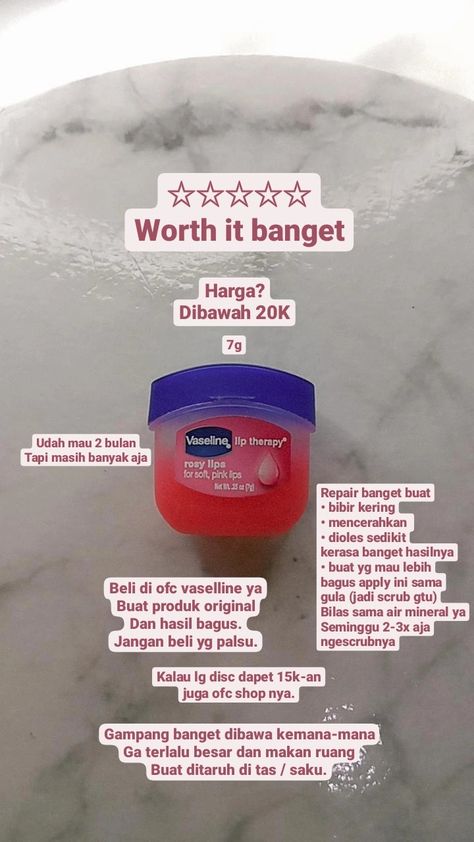 Vaseline Lip Theraphy / Lip Balm Bibir Pink, Vaseline Lip Therapy Rosy, Soft Pink Lips, Vaseline Beauty Tips, Vaseline Jelly, Vaseline Lip Therapy, Lip Therapy, Vaseline Lip, Rosy Lips