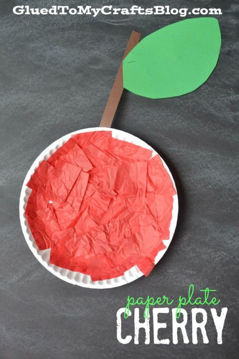 Paper Plate Cherry - Kid Craft Cherry Craft, Summer Crafts For Toddlers, Fruit Crafts, Paper Plate Crafts For Kids, Nutrition Activities, Cherry Fruit, Kid Craft, Paper Plate Crafts, Fruit Of The Spirit