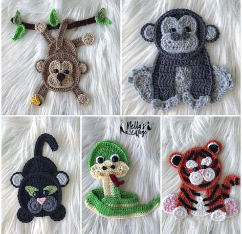 🎉🎉🎉 NEW 🎉🎉🎉Excited to share the latest addition to my #etsy shop: Crochet Pattern - INSTANT PDF DOWNLOAD - Jungle Animals - Crochet Animals - Crochet Jungle Animals - Appliqués - Patterns - Pattern Crochet Jungle Animals, Crochet Applique Patterns, Crochet Appliqué, Crochet Applique Patterns Free, Crocheted Animals, Rose Patterns, Crochet Appliques, Haken Baby, Applique Pattern