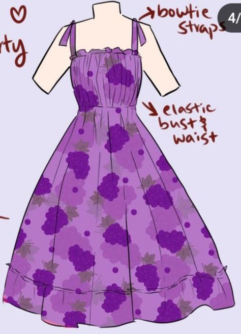 Sundress Drawing Reference, Sketched Outfits, Animated Fashion, Dress References, Animated Clothes, Dress Design Drawing, Fashion Design Patterns, Clothing Design Sketches, Theme Dress