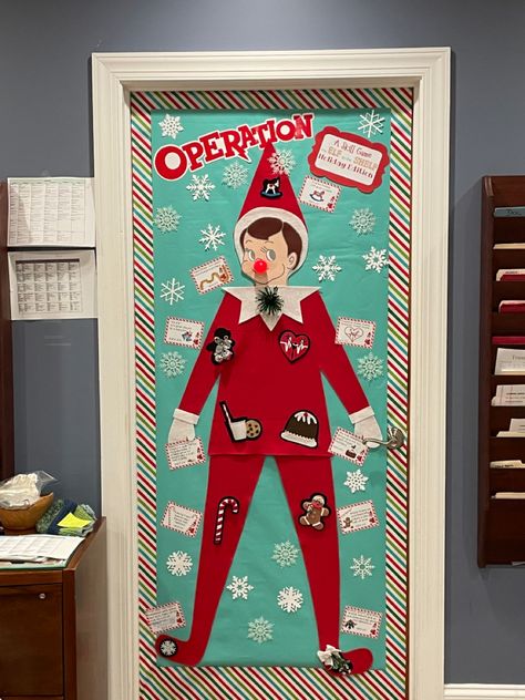 Hospital Themed Christmas Tree, Phlebotomy Christmas Door Decorations, Nursing Unit Christmas Decor, Christmas Door Decorations For Hospital, Operation Door Decoration, Christmas Door Decorations Doctors Office, Operation Santa Door Decoration, Therapy Christmas Door Decorations, Reindeer Hospital Door Decoration