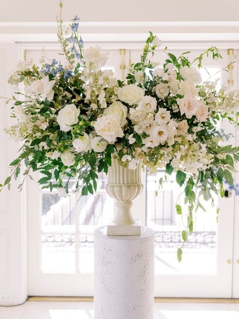 Luxury Flower Arrangement, Urn Arrangements, Ceremony Arrangement, Church Wedding Flowers, Flower Urn, White Floral Arrangements, Altar Arrangement, Large Floral Arrangements, Magnolia Wedding