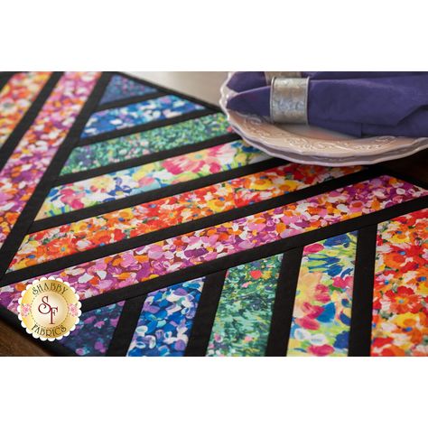 Greased Lightning Table Runner Kit - Painterly Petals | Shabby Fabrics Greased Lightning, Cordless Iron, Colorful Quilt, Laser Cut Kit, Table Runner Pattern, Shabby Fabrics, Colorful Quilts, Seam Ripper, Robert Kaufman Fabrics