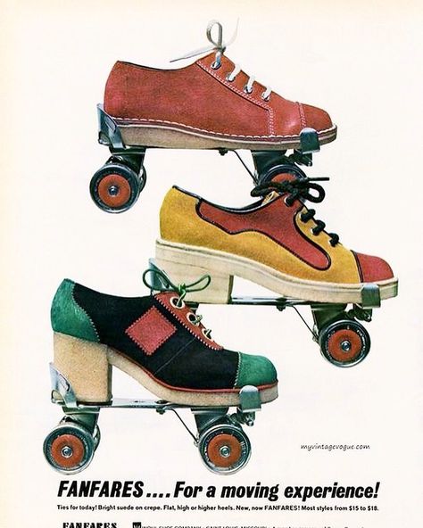 1970s Shoes, Roller Shoes, Shoes Ads, 60s 70s Fashion, Roller Disco, Roller Skaters, Roller Girl, 70’s Fashion, X Games